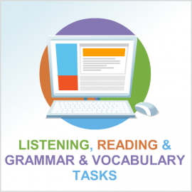Listening, reading and grammar and vocabulary tasks